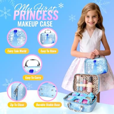 INNOCHEER Pretend Makeup for Toddlers, Fake Play Makeup for Little Girls, Frozen Toy Makeup Set for Girls, Birthday Christmas Princess Gifts Toddler Girl Toys Age 3 4 5 6 7 8 (Not Real Makeup) - Image 4