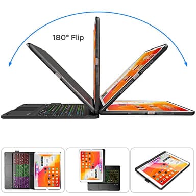 NOKBABO iPad 9th Generation Case with Keyboard 360° Rotatable Touchpad and 7 Color Backlight & Pencil Holder for iPad 9th/8th/7th Gen 10.2 inch & iPad Air 3rd Gen/iPad Pro 10.5 inch - Black - Image 6