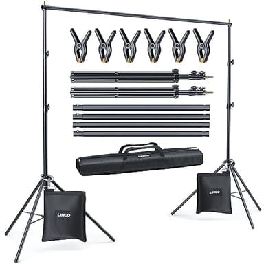 LINCO Backdrop Stand for Parties Kit 10x7 ft Adjustable Back Drop Photography Studio Photo Background Support System with Clamps, Sand Bag, Carrying Bag 4172 - Image 1