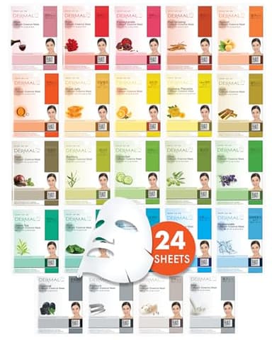 DERMAL Made in Korea Facial Mask – 20+ Years of Trusted K-Beauty, Premium Quality vs. Generic Chinese Masks, Best Value Sheet Mask for Daily Skincare – 24 Combo Pack - Image 1