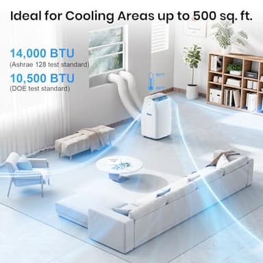 Gasbye Dual Hose Portable Air Conditioner, [2025 Upgraded] Full DC Inverter Compressor, Energy-Saving 13.6 CEER, Low Noise (45dB), Cools Room up to 500 Sq.Ft., Backlit Remote Control, 14,000BTU, White - Image 4