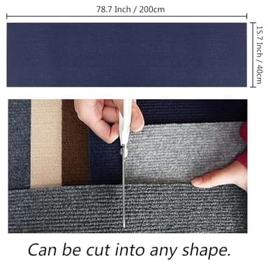 Rantow Trimmable Self-Adhesive Mat Cat Scratching Post Carpet Replacement Pad 78.7"x15.8" Cat Scratcher Cover for Cat Tree Shelf Shelves Steps Couch Furniture Wall DIY Protector (Dark Grey) - Image 5
