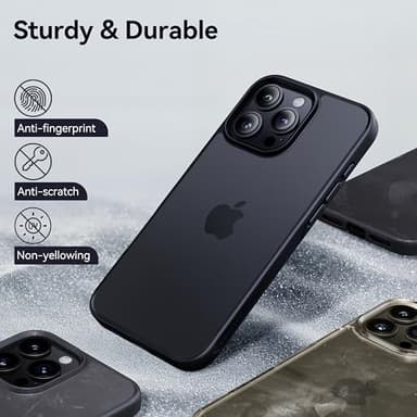 CASEKOO for iPhone 16 Pro Case, [Never Yellow Technology] [Mil-Grade Drop Protection] Translucent Slim Cover Women Men for iPhone 16 Pro Phone Case 6.1 inch, Frosted Black - Image 7