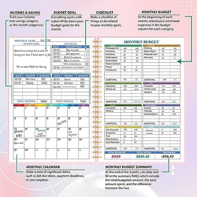 Budget Planner - Monthly Finance Organizer with Expense Tracker Notebook to Manage Your Money Effectively, Undated Finance Planner/Account Book, Start Anytimem,A5(8.6x5.9 inchs),100gsm Paper - Pink - Image 3