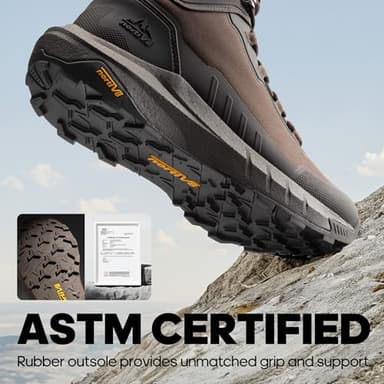 NORTIV 8 Men's Tactical Hiking Boot Lightweight Cushion Sole Boots for Work All Day Side Zipper Motorcycle Combat Military Boot Arch Support 8 Inches Terrascope,Size 10,Dark Brown,NMUMMT2503 - Image 4