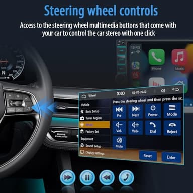 7" Wireless Apple CarPlay & Android Auto Double Din Car Stereo - 240W High-Power Sound, Touchscreen Bluetooth Receiver with USB-C/AUX/TF Ports, RDS/FM/AM Radio & MirrorLink HD Display - StyleA - Image 7