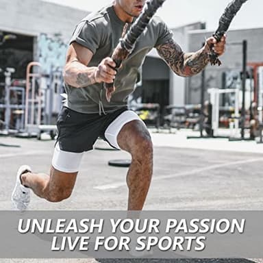 JWJ Men's 2 in 1 Workout Running Shorts 7 Inch Lightweight Athletic Gym Shorts with Compression Liner Deep Gray XL - Image 7