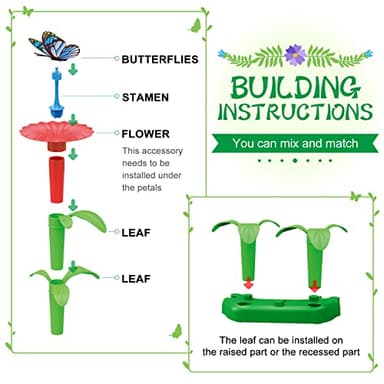 SpringFlower Toys for Girls 3 4 5 6 7 Years Old, Flower Garden Building Kit with Storage case,Educational STEM Toy and Preschool Garden Play Set for Toddlers, for Kids,148pcs - Image 4