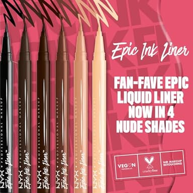 NYX PROFESSIONAL MAKEUP Epic Ink Liner, Waterproof Liquid Eyeliner with Vegan Formula - Dark Chocolate (Dark Brown Matte) - Image 4