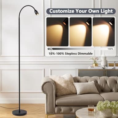 Reading Floor Lamp, 72" Tall LED Lamp with Flexible Gooseneck, Dimmable Zoomable Spotlight, Adjustable Color Beam Standing Lamp, Touch & Remote Control, Task Craft Bedroom Living Room, Matte Black - Image 7