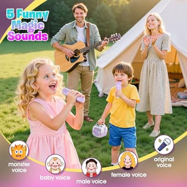 Mini Karaoke Machine for Kids Girls: Unicorn Portable Bluetooth Speakers with 2 Wireless Mic Toys for Girls Age 4-6 7 8 9 Years Old Girl Gifts Birthday Gifts for 5 6 7 8 9 10 11 Years Teens Purple - Image 4