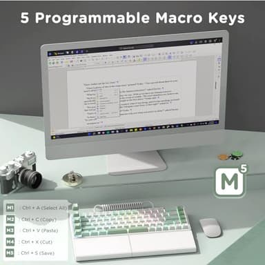 RK ROYAL KLUDGE RKS70 Ergonomic Split Mechanical Keyboard, Wireless Bluetooth/2.4G/Wired Keyboard with Wrist Rest, 75% RGB PC Gaming Keyboards for Win/Mac, Hot Swappable Silver Grey Switches, White - Image 5