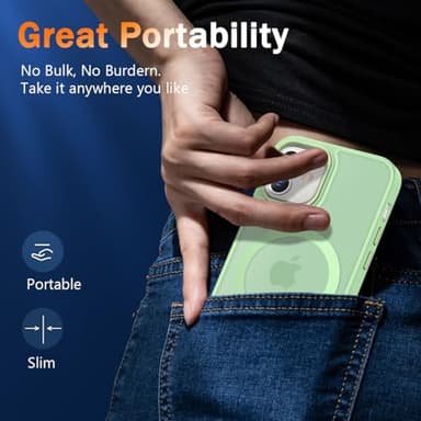 WRJ Case Designed for iPhone 12/12 Pro, Translucent Magnetic Phone Case for Women Men [Compatible with Magsafe] Slim Anti-Fingerprints Shockproof Protective Cover with Screen Protector-Mint Green - Image 6