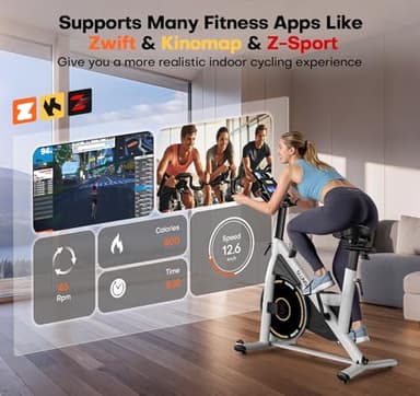Exercise Bike, Adjustable Magnetic Resistance Stationary Bikes for Home with App Compatible, Quiet Indoor Cycling Bike with 350lbs Weight Capacity Comfortable Seat, Digital Monitor & Phone Mount - Image 2