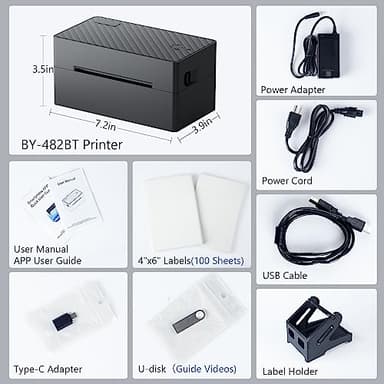 PEDOOLO Label Printer, Bluetooth Shipping Label Printer with Black Label Holder, 4x6 Thermal Printer for Shipping Packages, Compatible with Android, iOS, Windows, Mac, Chromebook, Amazon, Ebay, UPS - Image 6