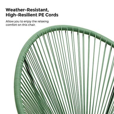 SONGMICS 3-Piece Outdoor Seating Acapulco Chair, Modern Patio Furniture Set, Glass Top Table and 2 Chairs, Indoor and Outdoor Conversation Bistro Set, Light Green UGGF011C01 - Image 5