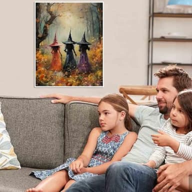 VIGEGU Witch Paint by Numbers Kit for Adults with Framed,Halloween Paint by Number DIY Adult Paint by Number Kits for Wall Decor 10x12in - Image 3