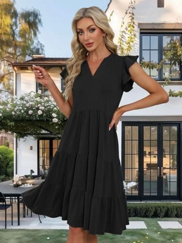 Summer Dresses for Women 2025 Elegant Classy Casual Graduation Plus Size Spring Midi Mother of Bride Boho Maxi Dress Fashion Vacation Seniors Formal Cocktail Clothes Black Large - Image 7