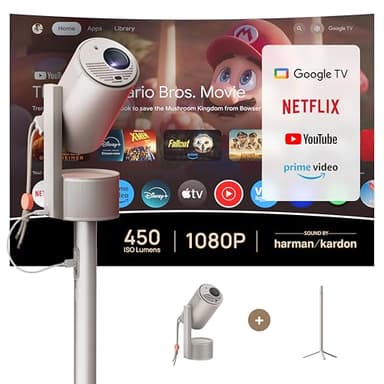 XGIMI MoGo 3 Pro NEW Outdoor Projector with PowerBase Stand, 2.5hrs Battery, Google TV with Licensed Netflix, Build-in Adjustable Stand, 450 ISO Lumens, ISA 2.0, 2 x 5W Harman Kardon - Image 2