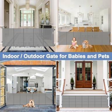 Reinforced bottom 90 Inch Extra Wide Baby Gate for Large Openings Retractable Baby Gates Extra Wide Upgraded Spring Retractable Dog Gate for Doorways Extra Wide Adjustable Bracket Retractable Pet Gate - Image 7