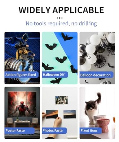 PHIXBEAR Large Mounting Putty No Residue, Double Sided Tape Glue Adhesive Dots Clear Museum Sticky Tack, Picture Hanging Strips Fixed Posters Decor Art Craft Party, 0.39 x 0.78 in (252 Pcs) - Image 7