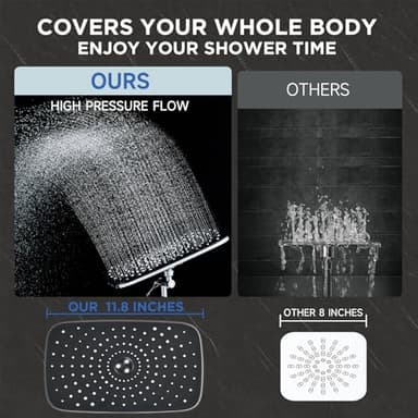 Veken Wide Rain Shower Head with Handheld, High Pressure Rainfall Showerhead Combo with Arm for Bathroom Accessories, Home Decor, Detachable Dual Shower with Multi Modes Handheld Spray, Silver Chrome - Image 4