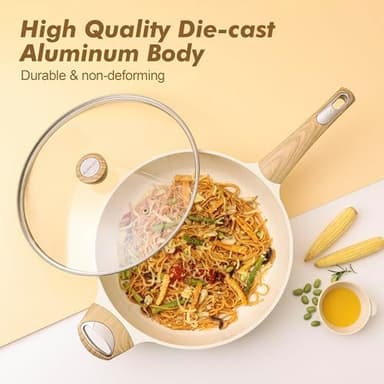 SENSARTE Ceramic Cookware Set, Pots and Pans Set Non stick, 14-Piece Induction Cookware, Non toxic Healthy Non Stick Kitchen Cooking Set, with Frying Pans Set, PFAS PTFE PFOA PFOS Free - Image 5