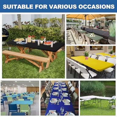 Enjoyidea Fitted Tablecloth for 6 Foot Rectangle Tables-6 Pack Black Elastic Outdoor Picnic Table Cover-Spandex Stretch Folding Table Cloths 6 ft for Camping Dining Room Patio Kitchen Banquet Party - Image 4