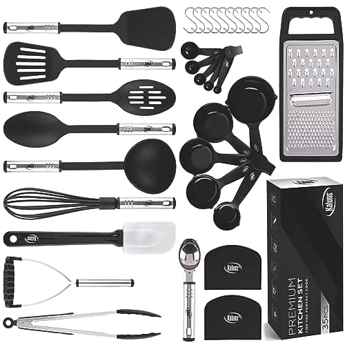 Kitchen Utensils Set 35 PCS Cooking Utensils Set, Nonstick and Heat Resistant Nylon Stainless Steel Silicone Spatula Set - Kitchen Gadgets Home Essentials Kitchen Accessories, Apartment Must Haves - Image 1