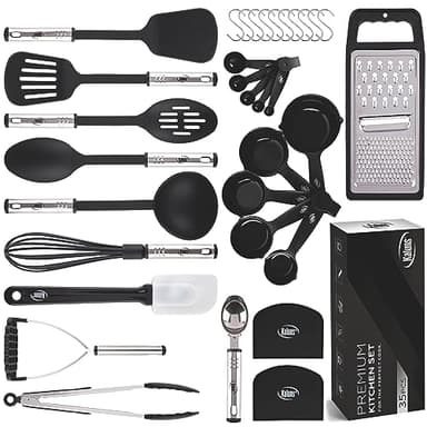Kitchen Utensils Set 35 PCS Cooking Utensils Set, Nonstick and Heat Resistant Nylon Stainless Steel Silicone Spatula Set - Kitchen Gadgets Home Essentials Kitchen Accessories, Apartment Must Haves - Image 1