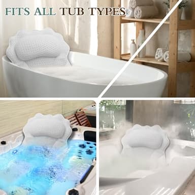 Bath Pillow RUVINCE Ergonomic Luxury Bathtub Pillow with Head,Neck, Shoulder and Back Support, 4D Bath Pillows for tub with 6 Powerful Suction Cups, Fits All Bathtub - Image 7