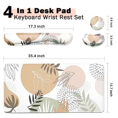Keyboard Mouse Pad Set, Extended Mouse Pad+Keyboard Wrist Rest Support, Memory Foam Ergonomic Easy Typing, 4Pcs (35.4×15.7 in) Desk Pad Set for Home Office Study Game - Minimalist - Image 3