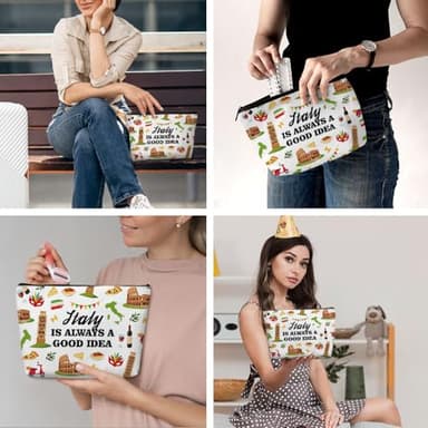 Italy Gifts Makeup Bag, Italy Souvenir Italy Lovers Gift Funny Italy Travel Vacation Cosmetic Bag for Women Friend Sister Grandma Girls Trip Birthday Christmas Bachelorette Party Friendship Gifts - Image 4