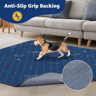 LOOBANI Washable Pee Pads for Dogs: Large Dog Pee Mat Waterproof 48" x 48", 2 Pack Reusable Pet Whelping Potty Training Pads Absorbent for Floor, Sofa, Playpen, Couch, Cage, Crate, Blue - Image 5