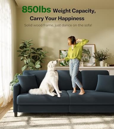 Welzona 83" Couches for Living Room, Comfy Sofas for Living Room, Teddy Sofa Couch, Tool-Free Setup Loveseat Sofa, All-Wood Love Seat Couches, Small Couch 2 Pillows Included, Blue Grey - Image 5