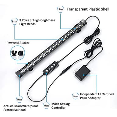 hygger 24/7 Mode Submersible Aquarium LED Light, Full Spectrum Hidden Fish Tank Light with 3 Rows Beads 7 Colors Auto On Off Sunrise-Daylight-Moonlight, Adjustable Timer Brightness 6W - Image 6