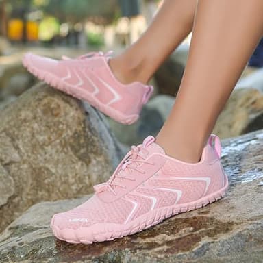 UBFEN Water Shoes Aqua Swim Shoes Mens Womens Beach Sports Quick Dry Barefoot for Boating Fishing Diving Surfing Z8 Pink Color Size US 7 Women 6 Men - Image 5