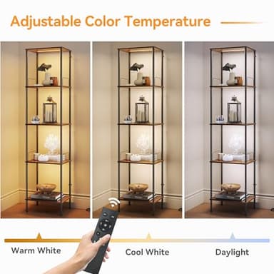 SUNMORY Display Shelf with Dimmable Lights, Lighted Display Cases for Collectibles, Adjustable Color Temperature and Brightness, Display Cabinet, Floor Lamp with Shelves, Home Decor, Rustic Brown - Image 3