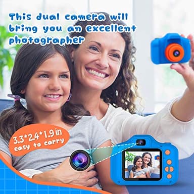Dylanto Upgrade Kids Selfie Camera, Christmas Birthday Gifts for Boys Age 3-9, HD Digital Video Cameras for Toddler, Portable Toy for 3 4 5 6 7 8 Year Old Boy with 32GB SD Card-Navy Blue - Image 3