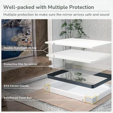 TokeShimi 55x36 Brushed Nickel Bathroom Wall Mirror Vanity Metal Frame Round Corner Rectangular for Home Decor Living Room Entryway - Image 7