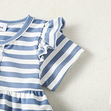 18 Months Girl Clothes Summer Outfit Stripe Short Sleeve Shirt Top Solid Pant Cute Toddler Stuff Little Toddler Girls Clothes 18-24 Months - Image 5