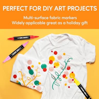 Fabric Markers Permanent for Clothes, 20 Colors Dual Tip with Fine and Chisel Tips Paint Pens for Clothing Canvas Tote Bags T-Shirt and Shoes, Non Toxic Ink for Kids and Adults - Image 4