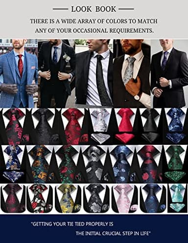 HISDERN Paisley Black Tie Handkerchief Woven Classic Men's Necktie Pocket Square Set Business Formal Wedding Party - Image 9
