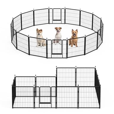 Dog Playpen 24 Inch 16 Panels, Ideal Dog Fence for Puppy/Small Dogs Indoor & Outdoor Bliss, Perfect Dog Pen for Camping, Yard, RV, Garden Fence, Black - Image 1