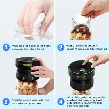 2025 Upgraded Mason Jar Vacuum Sealer, Electric Vacuum Sealer for Regular Mouth and Wide Mouth Canning Jars, Fully Automated and Portable - Image 6