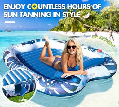 Sinbyuer 2025 Deluxe Inflatable Tanning Pool for 2 Person, 90x67Inch Tanning Pool Lounger Float for Adults, Blow Up Tanning Water Bed Suntan Tub with Cup Holders, Personal Sunbathing Pool for Backyard - Image 5