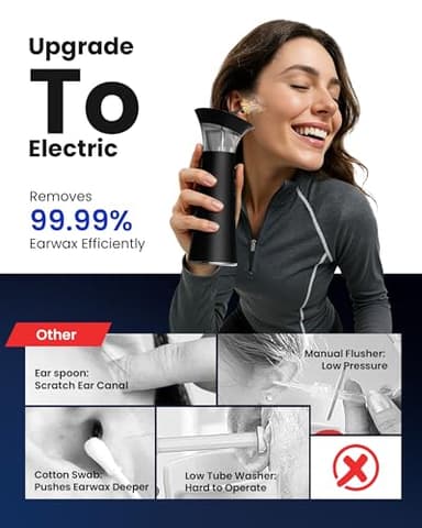 Electric Ear Wax Removal with Separated Dual Tank, IPX6 Waterproof Ear Cleaner Kit, Water Temperature Detection, FSA/HSA Eligible & Ergonomic Upright Rinse Design, USB-A to C Cable - Image 7