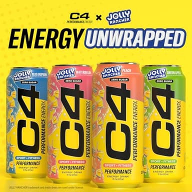 Cellucor C4 Performance Energy Drink | JOLLY RANCHER Watermelon | Zero Sugar Carbonated Preworkout Energy | 200mg Caffeine with Beta Alanine | 16 Fl Oz (12 Pack) - Image 9
