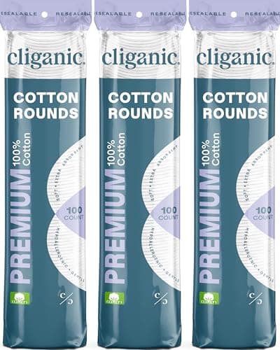 Cliganic Premium Cotton Rounds for Face (300 Count) - Makeup Remover Pads, Hypoallergenic, Lint-Free | 100% Pure Cotton (Packaging May Vary) - Image 1