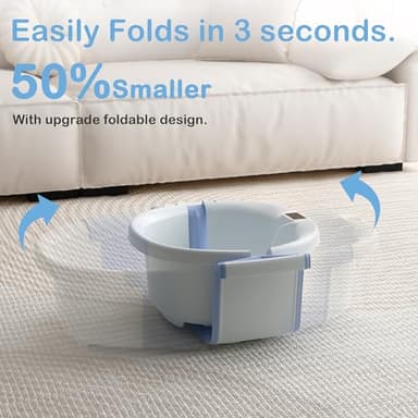 Collapsible Baby Bathtub - Large Baby Bath Tub with Thermometer & Cushion | Travel Portable Newborn Infant Bathtub | Foldable Toddler Bathtub for Baby 0 to 36 Months (Blue) - Image 5